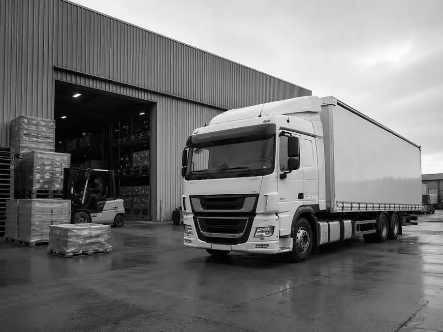 Logistics truck at a warehouse